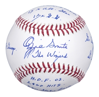 Ozzie Smith Autographed and Inscribed Stat OML Manfred Baseball (JSA)
